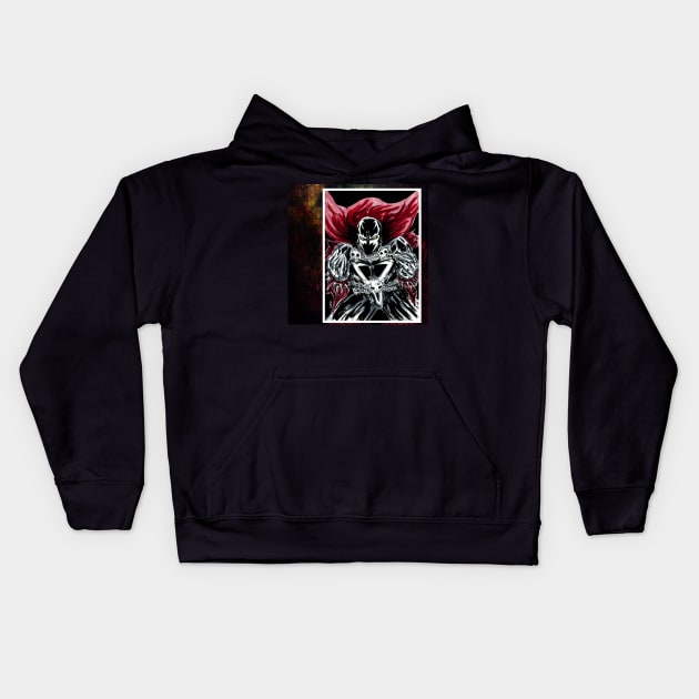 spawn in symbiote night Kids Hoodie by jorge_lebeau